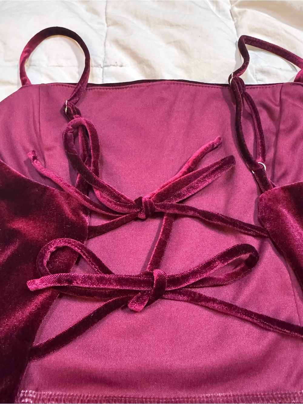 Urban Outfitters Burgundy Velvet Tie Back Mini Dress Size M Party Cocktail - Picture 5 of 8